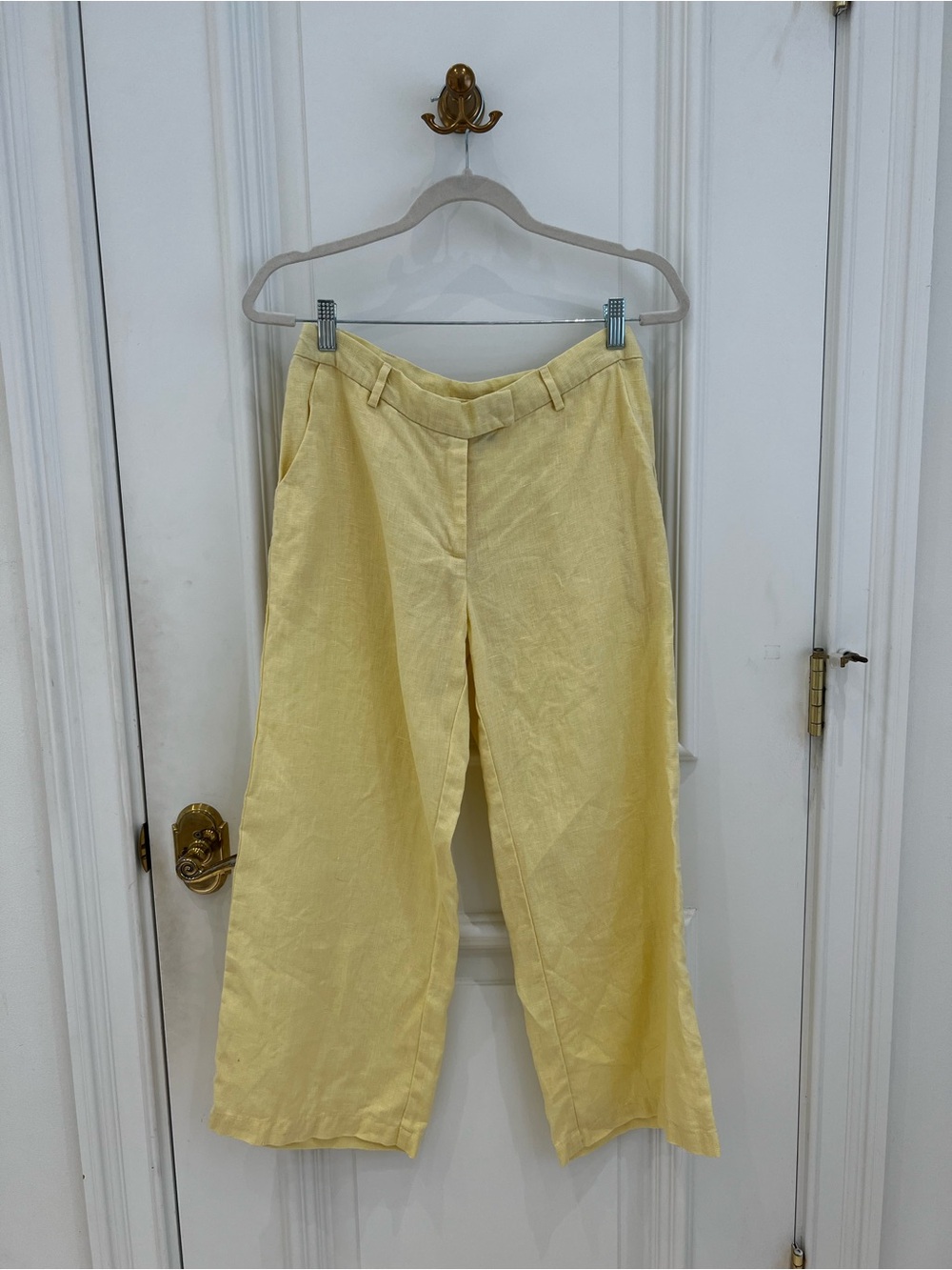 HNTR The Label Small Light Yellow Wide Leg Linen Pants